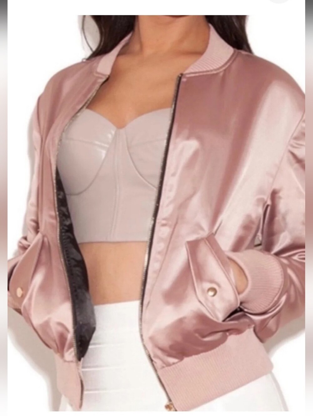 House of CB London Satin Bomber Jacket Size Medium